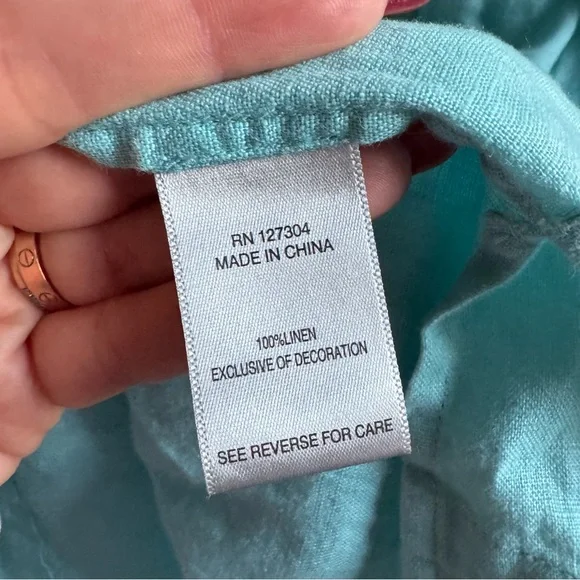 NWT John Mark Floral Embroidered Split V-Neck 3/4 Sleeve Frayed Tassel Tie Tunic - Picture 8 of 8